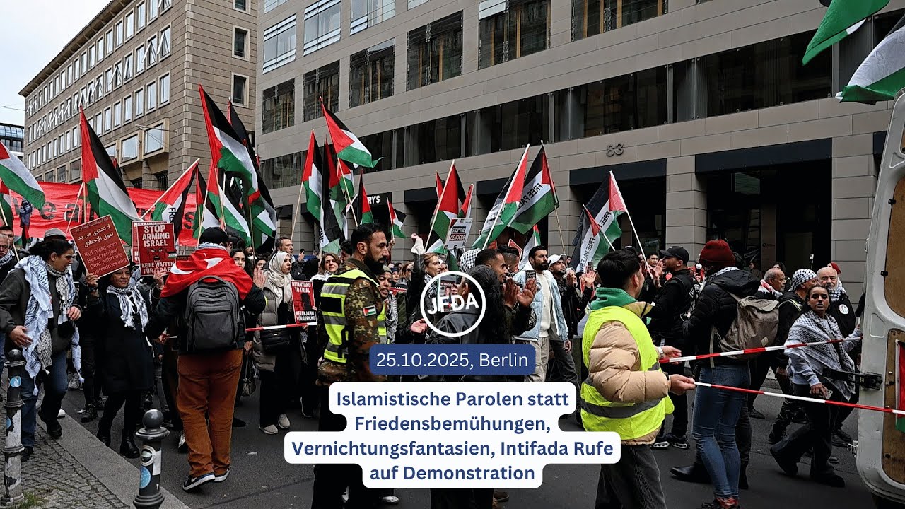 Radikale Israelfeinde rufen islamistische Hassparolen auf Demonstration &ndash; Berlin, 25.10.2025