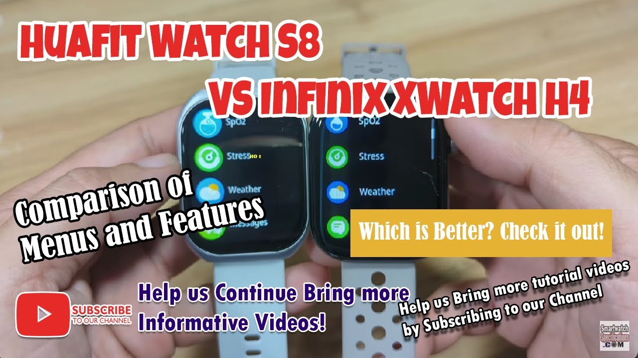 Huafit Watch S8 VS Infinix XWatch H4 Smartwatch - Comparison of Menus and Features 