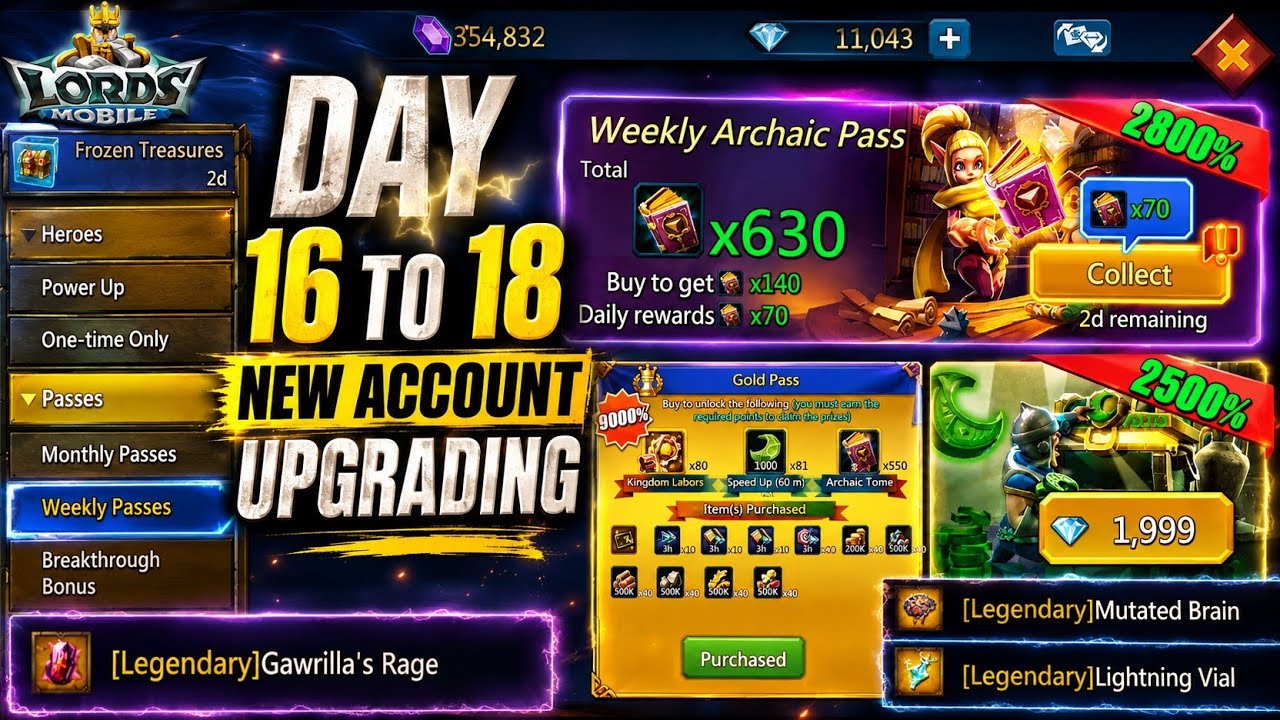 Day 16 To 18 NEW ACCOUNT UPGRADING ROAD TO TITAN SERIES KINGDOM 2011 LORDS MOBILE #lordsmobile 