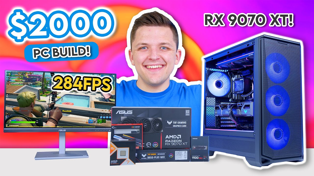 $2000 All-AMD Gaming PC Build! 👀 [Ryzen 9800X3D & RX 9070 XT w/ Benchmarks]