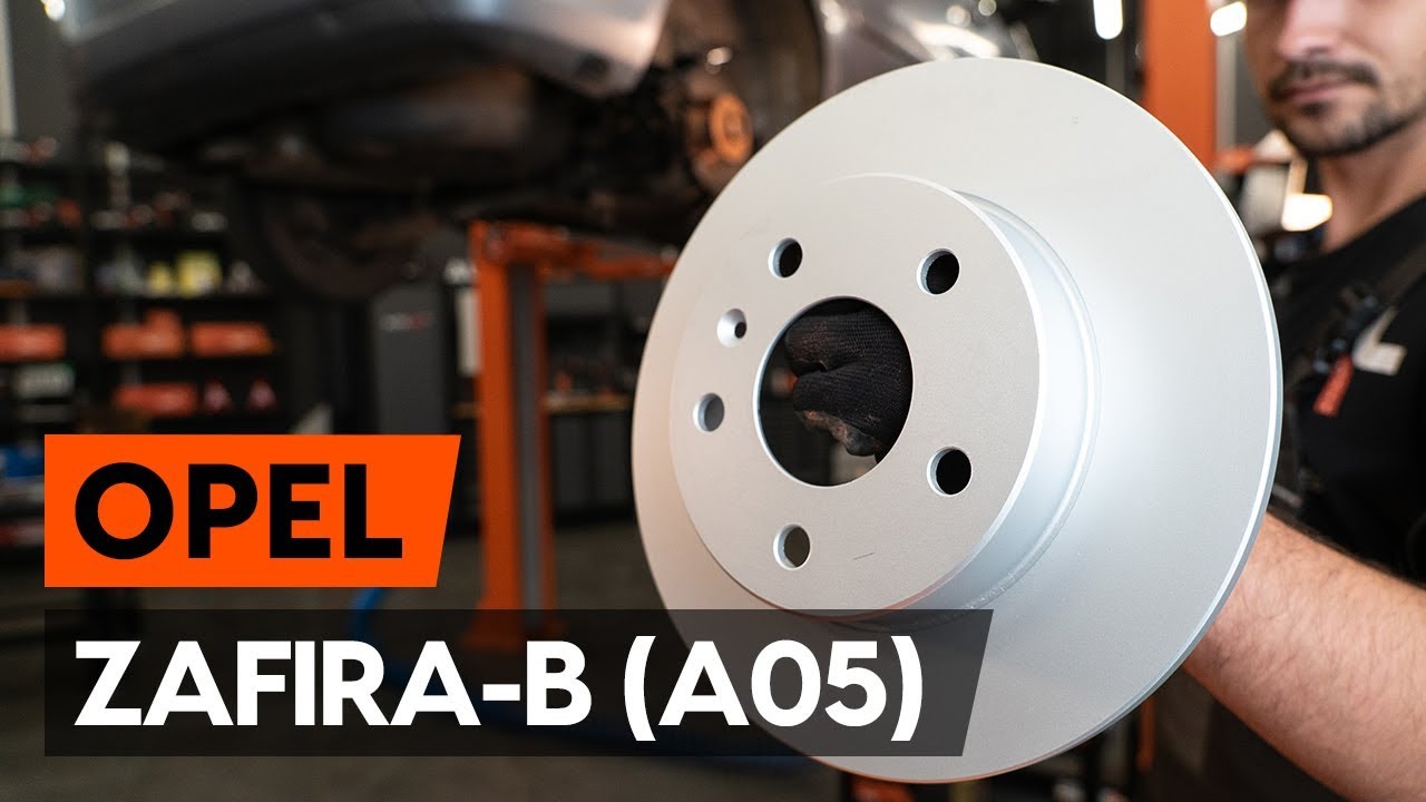 How to change rear brake discs / rear brake rotors on OPEL ZAFIRA-B 2 (A05) [TUTORIAL AUTODOC]