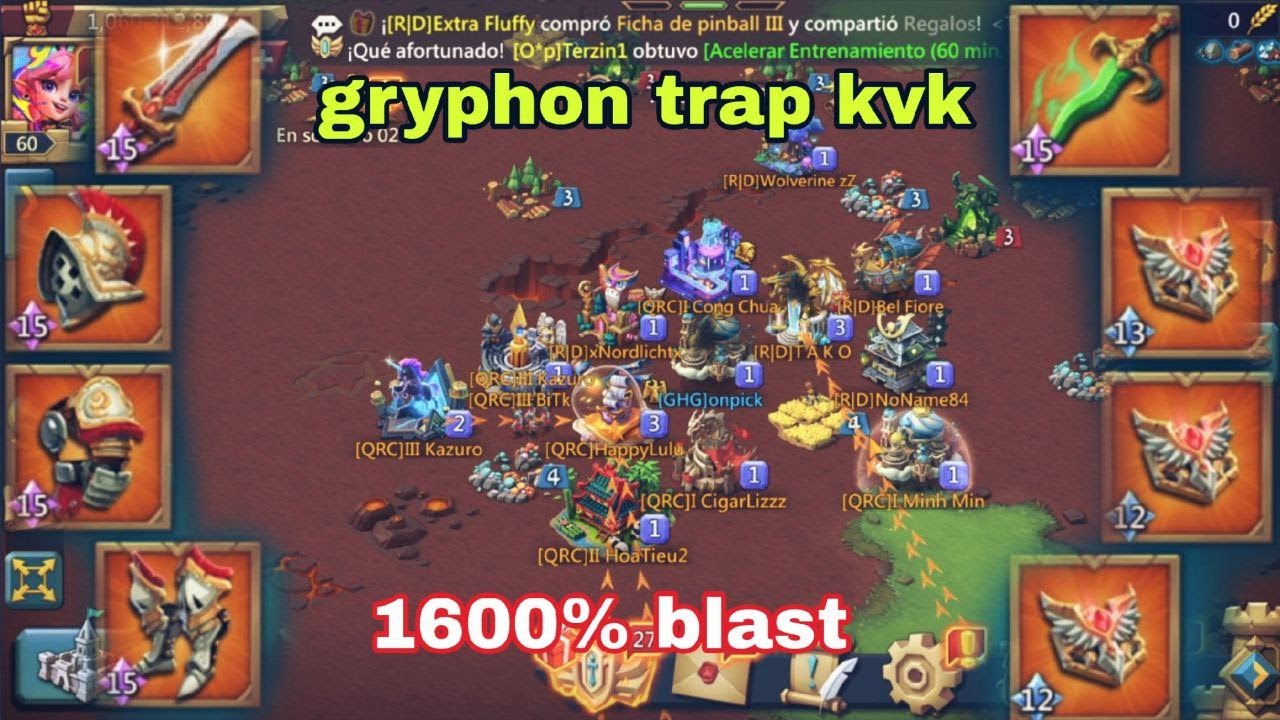 Rally trap vs 1600% blast | Mix 1433 | KvK | Gryphon trap #lordsmobile  #f2p