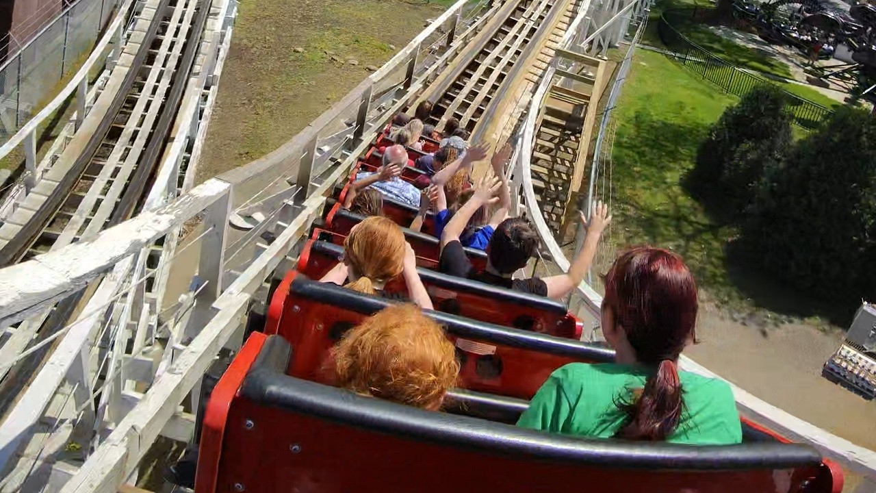 High Roller Wooden Roller Coaster Ride POV | Valleyfair