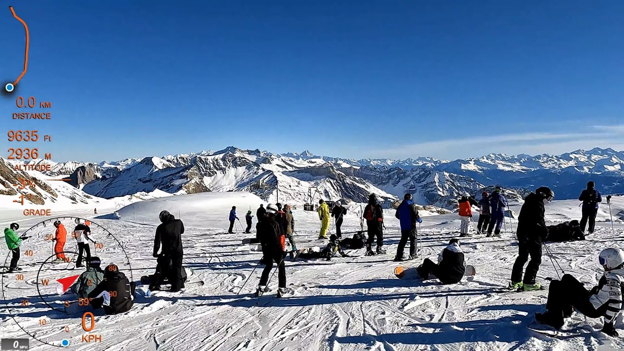 [4K] Skiing Glacier 3000 Diablerets, New Year's Eve Part 2/2 Crowded, Vaud Switzerland, GoPro HERO10