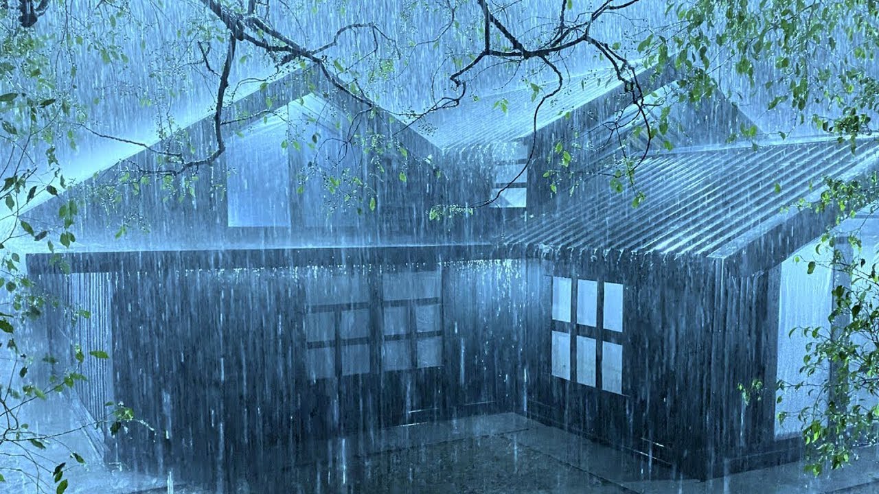 Heavy Rain On An Ancient Rooftop For Sleeping 🌧️ | Deep Sleep & Thunder Sounds At Night