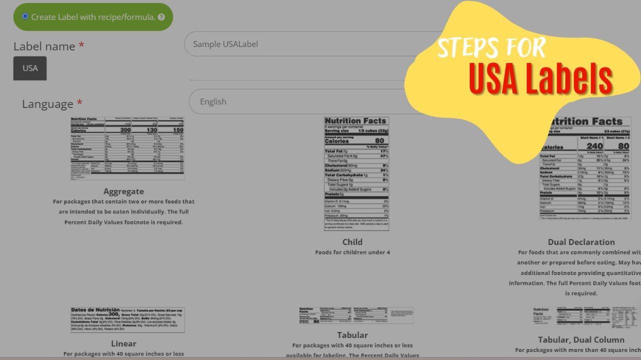 How to Create a USA Nutrition Label for foods and beverages?