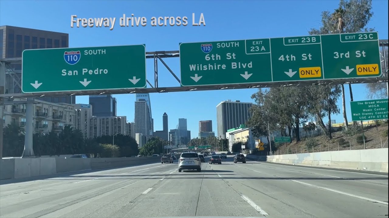 1 Hour Freeway Drive to LA downtown area | ASMR Relaxing Drive
