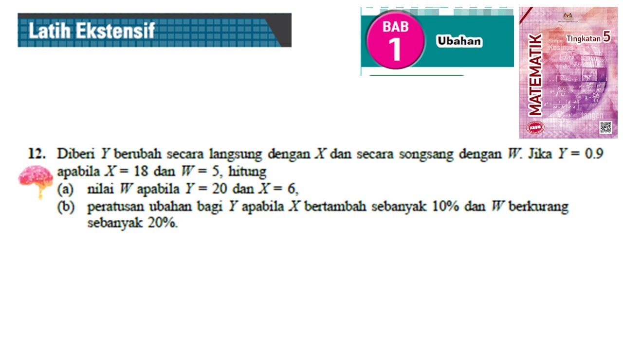 KSSM Matematik Tingkatan 5 Ubahan latih ekstensif no12 ubahan buku teks bab 1 variation form 5