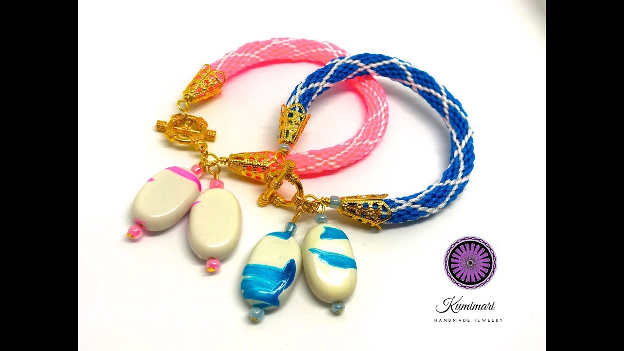 Kumimari 73: 20- Stranded Kumihimo Bracelet with Thin Diamonds