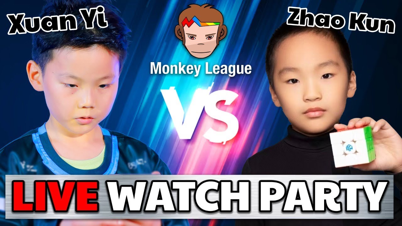 🔴 MONKEY LEAGUE LIVE Watch Party! // Xuan Yi VS Zhao Kun Cubing Match