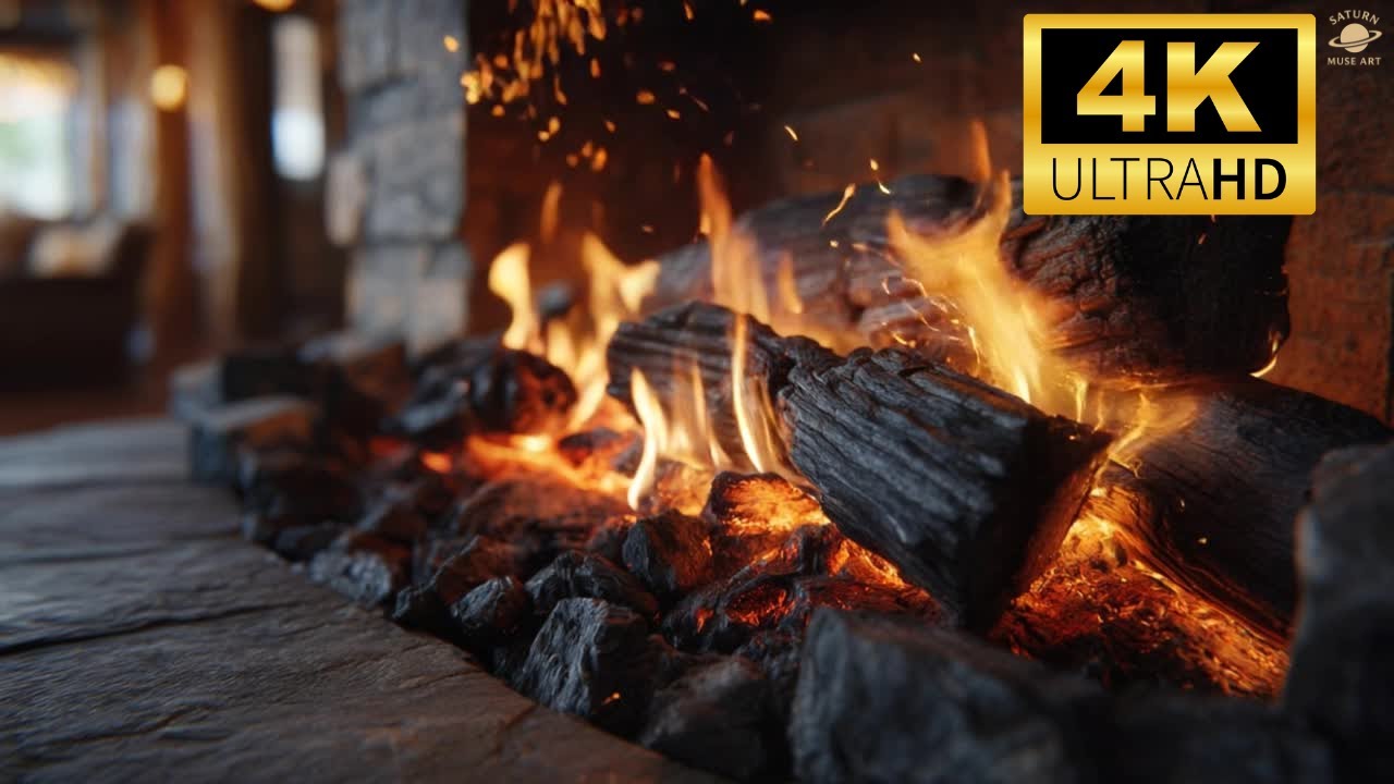 Open Fireplace Sound | Warm Fire Ambience for Cafes, Restaurants, Hotels & Relaxation 🔥 4K Ultra HD