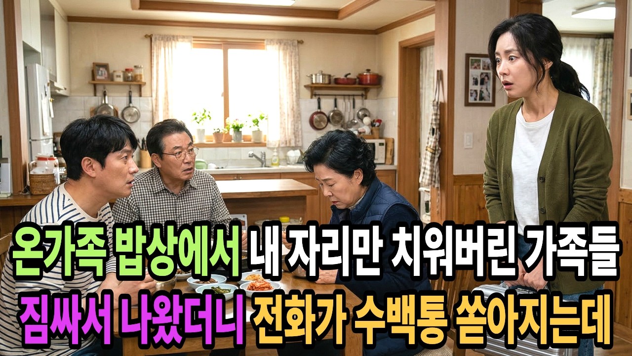 온 가족이 모인 밥상에서 내 자리만 치워버린 시어머니, 난 조용히 짐 챙겨 나갔다. 다음날 전화가 수백통 빗발치는데....