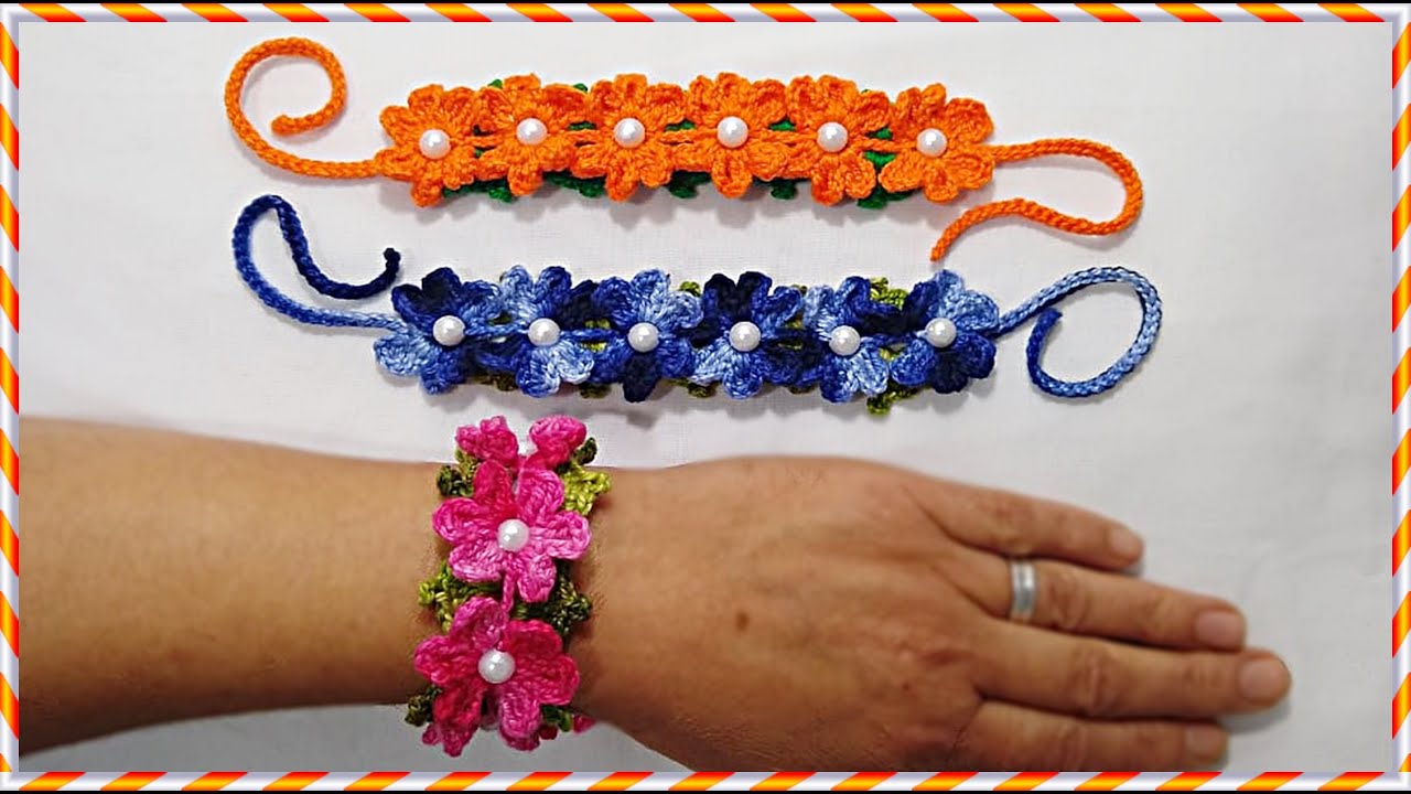 Pulseira floral em crochê - pulseira em crochê fácil de fazer! floral crochet bracelet | iniciantes