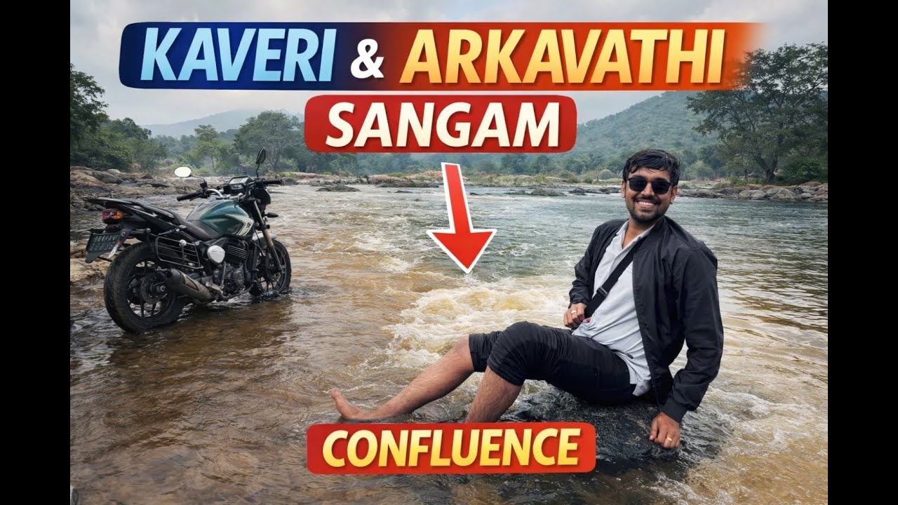 Where Kaveri Meets Arkavathi | Mekedatu Sangam |  Scenic Bike Ride on my Scrambler 400X!!!!