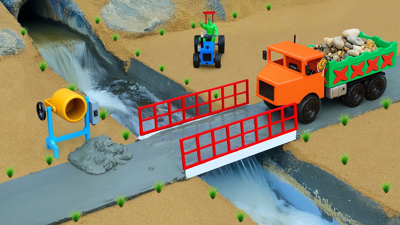 DIY Mini Truck Builds Strong Concrete Bridge After Old Wooden Bridge Collapse