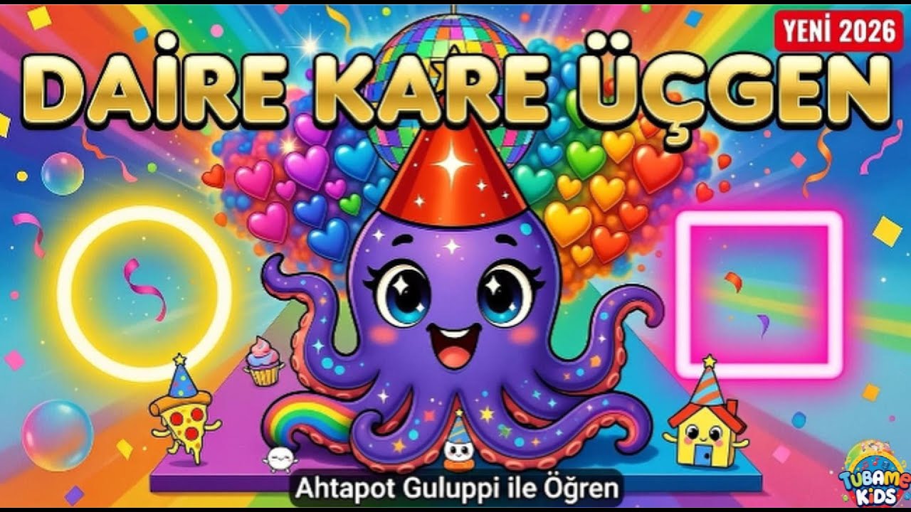 Ahtapot Guluppi ile Şekilleri Öğreniyorum 🐙 Daire Kare Üçgen - Okul Öncesi  Eğitici Şarkılar 2026