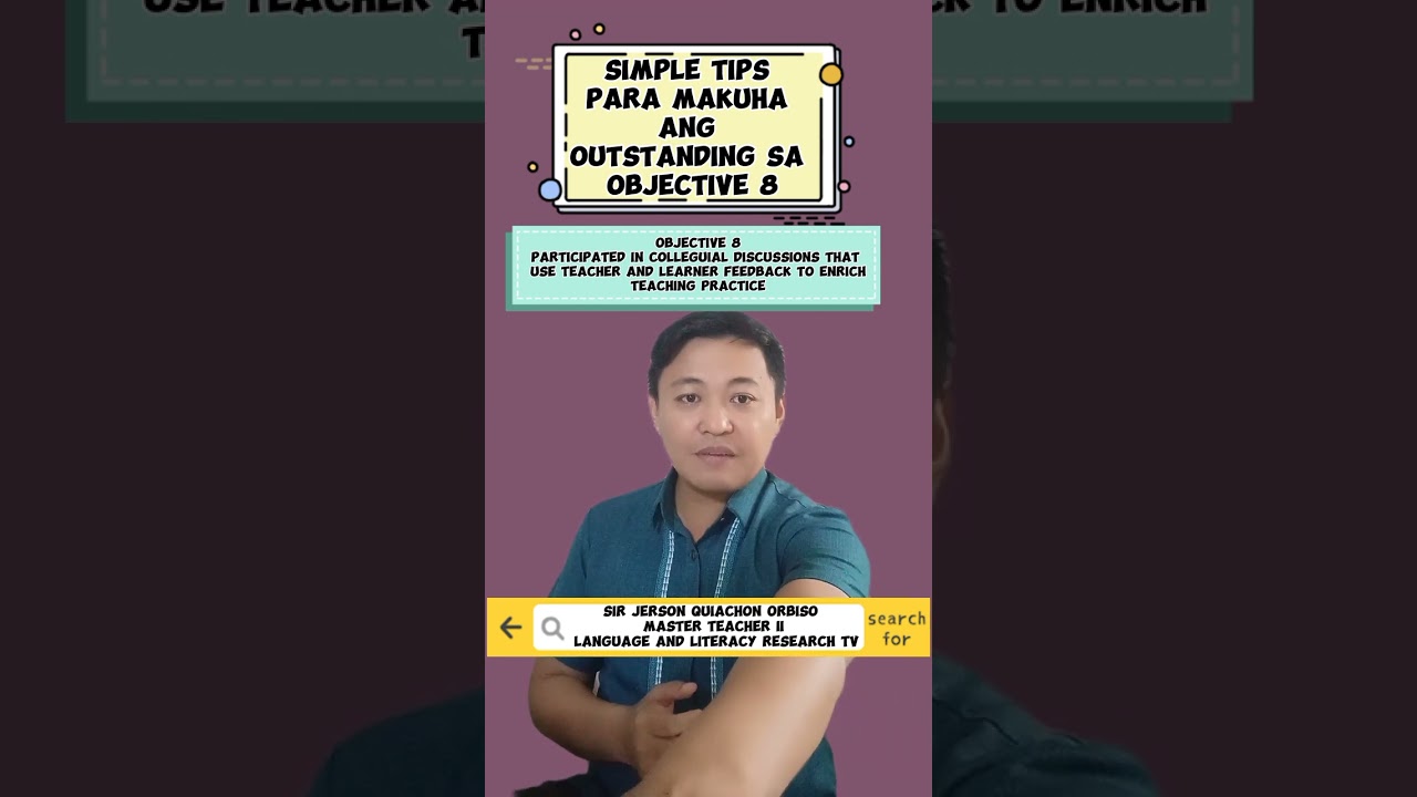 Simple Tips para Makuha ang Outstanding sa Objective 8 ng RPMS