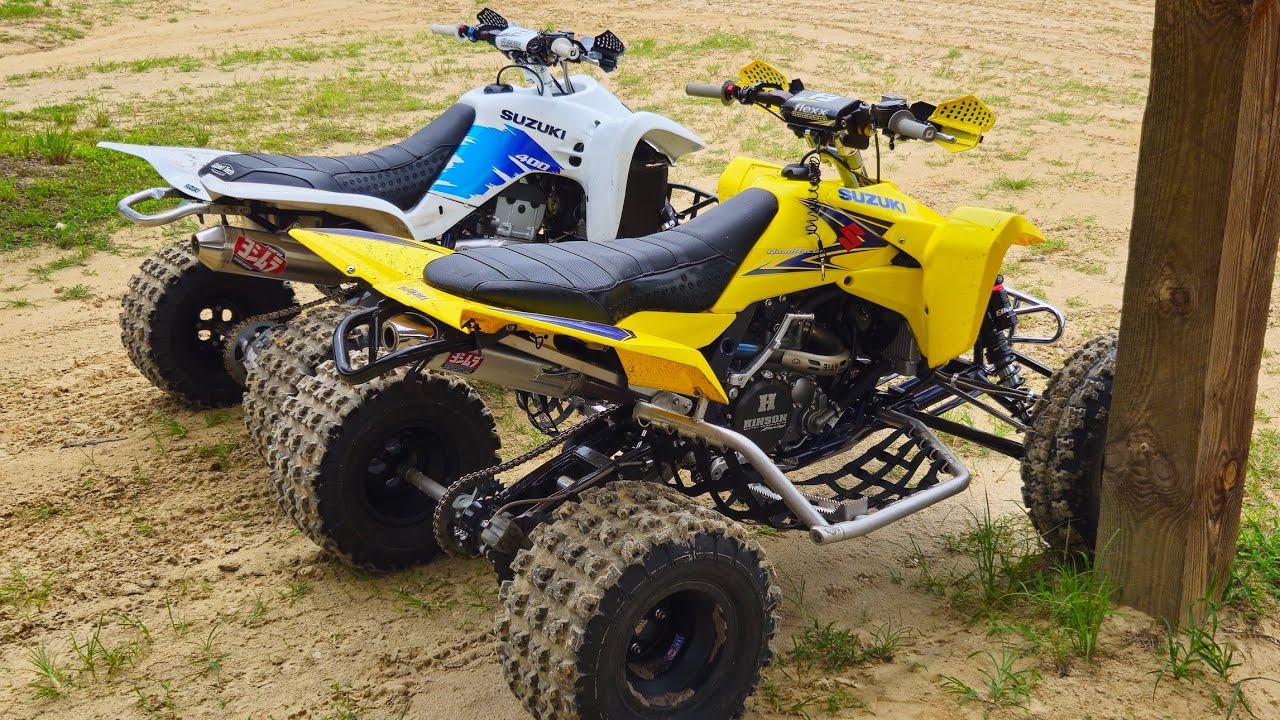 Suzuki LTR450 and LTZ400 flowing around an FTR Loop at Croom