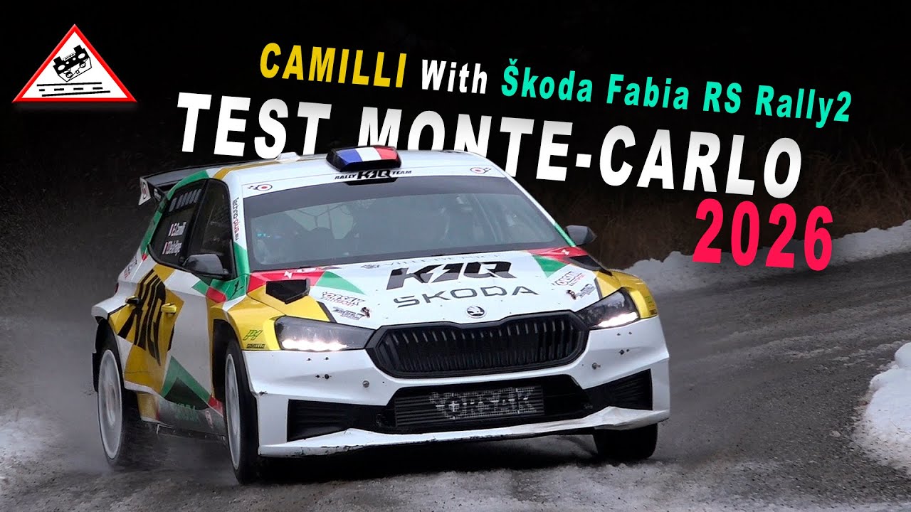 Test Eric Camilli Rallye Monte-Carlo 2026 | Škoda Fabia RS Rally2 [Passats de canto]
