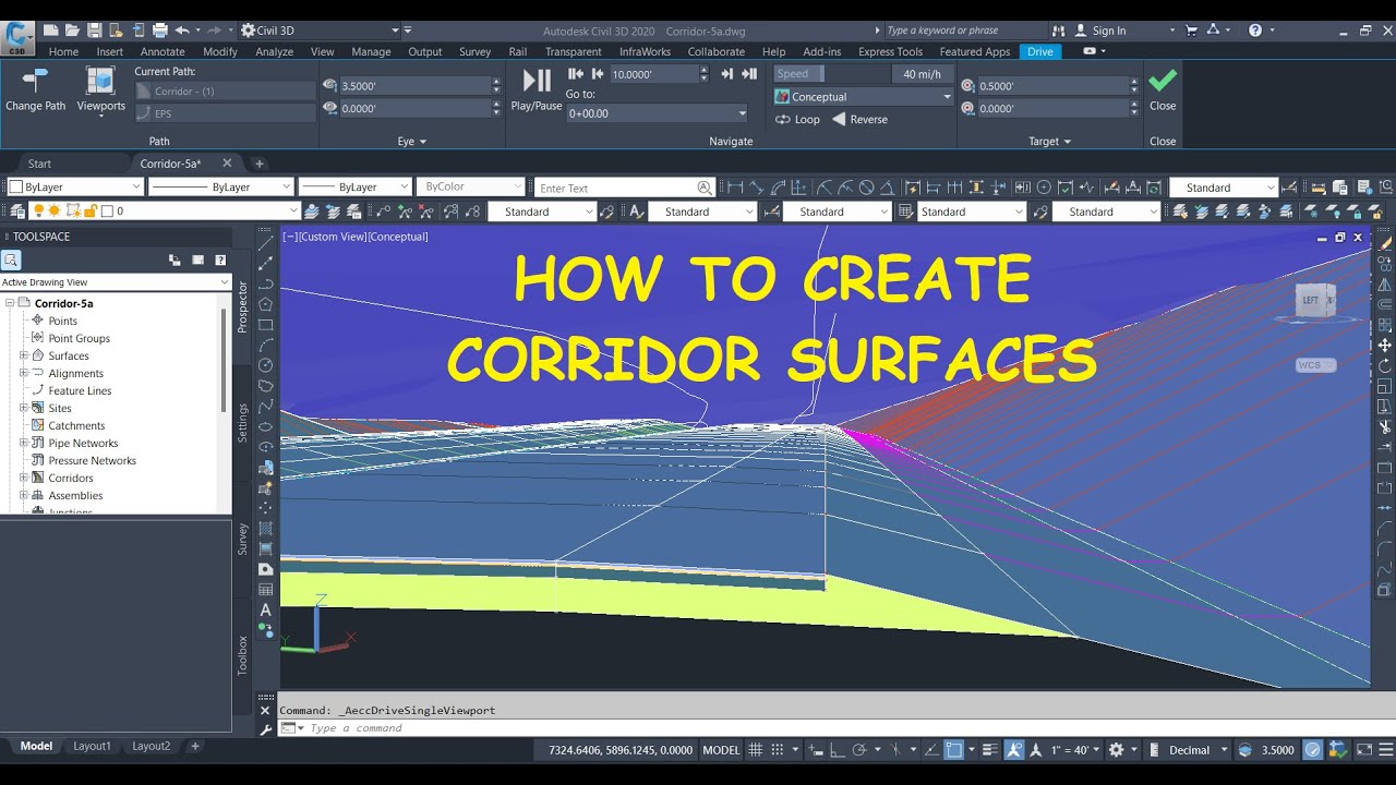 HOW TO CREATE CORRIDOR SURFACES IN AUTOCAD CIVIL 3D