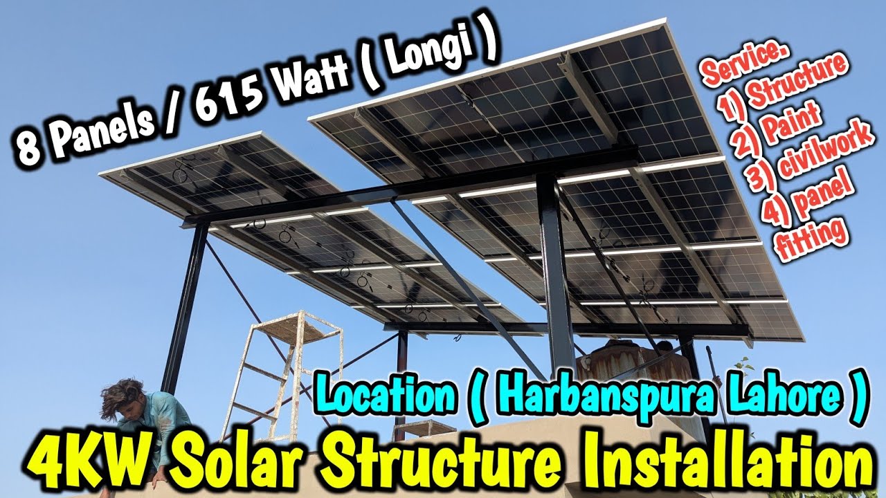 4KW Solar Structure Installation || 615 Watt ( Longi ) 8 Panels 