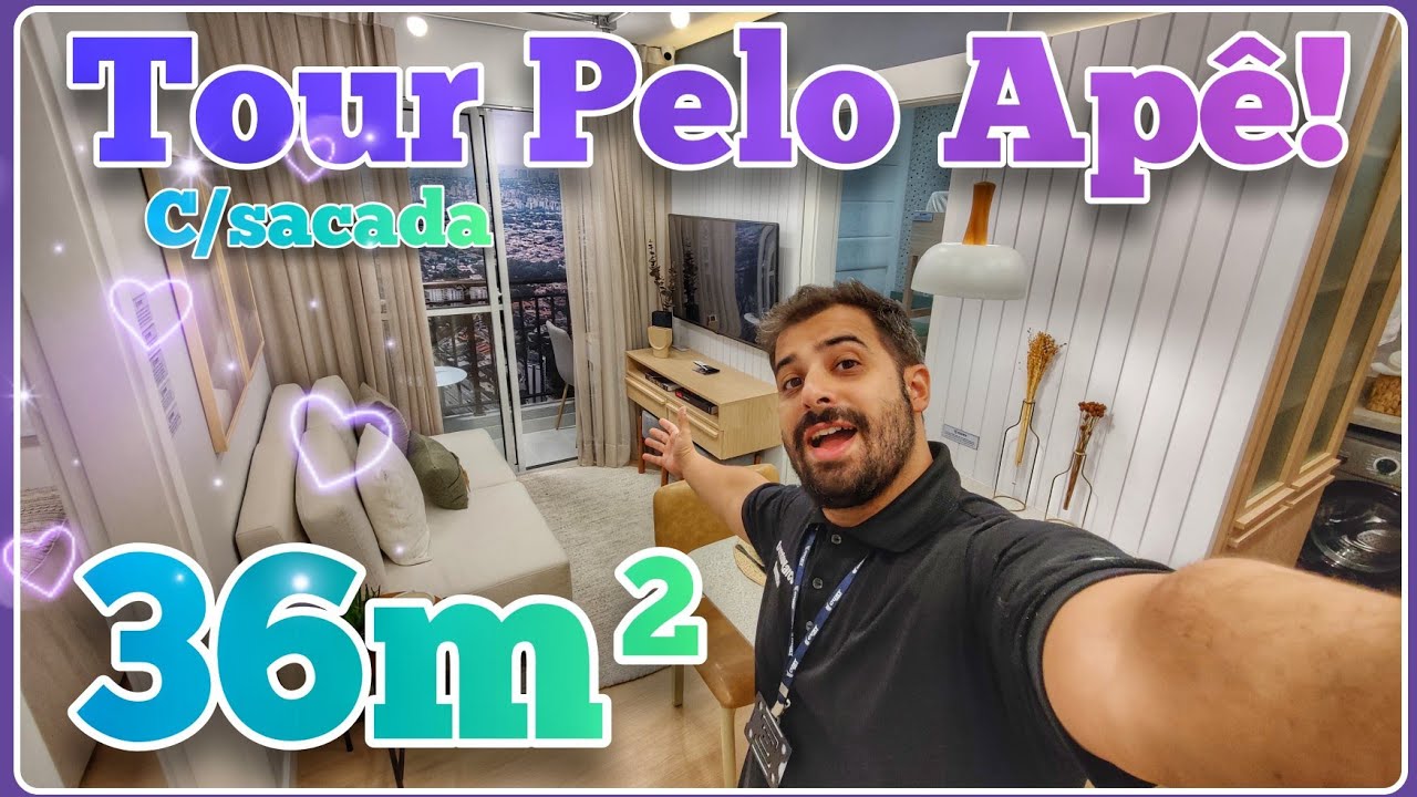 Tour pelo apartamento 36m² 😍/Full apartment  tour / tour pelo apê / modelo decorado / apê decorado