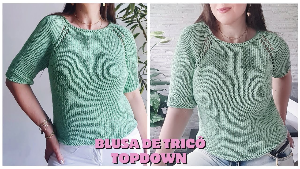 Blusa de Tricô TOPDOWN para INICIANTES | Gastei Menos de R$ 30 Reais Para Fazer