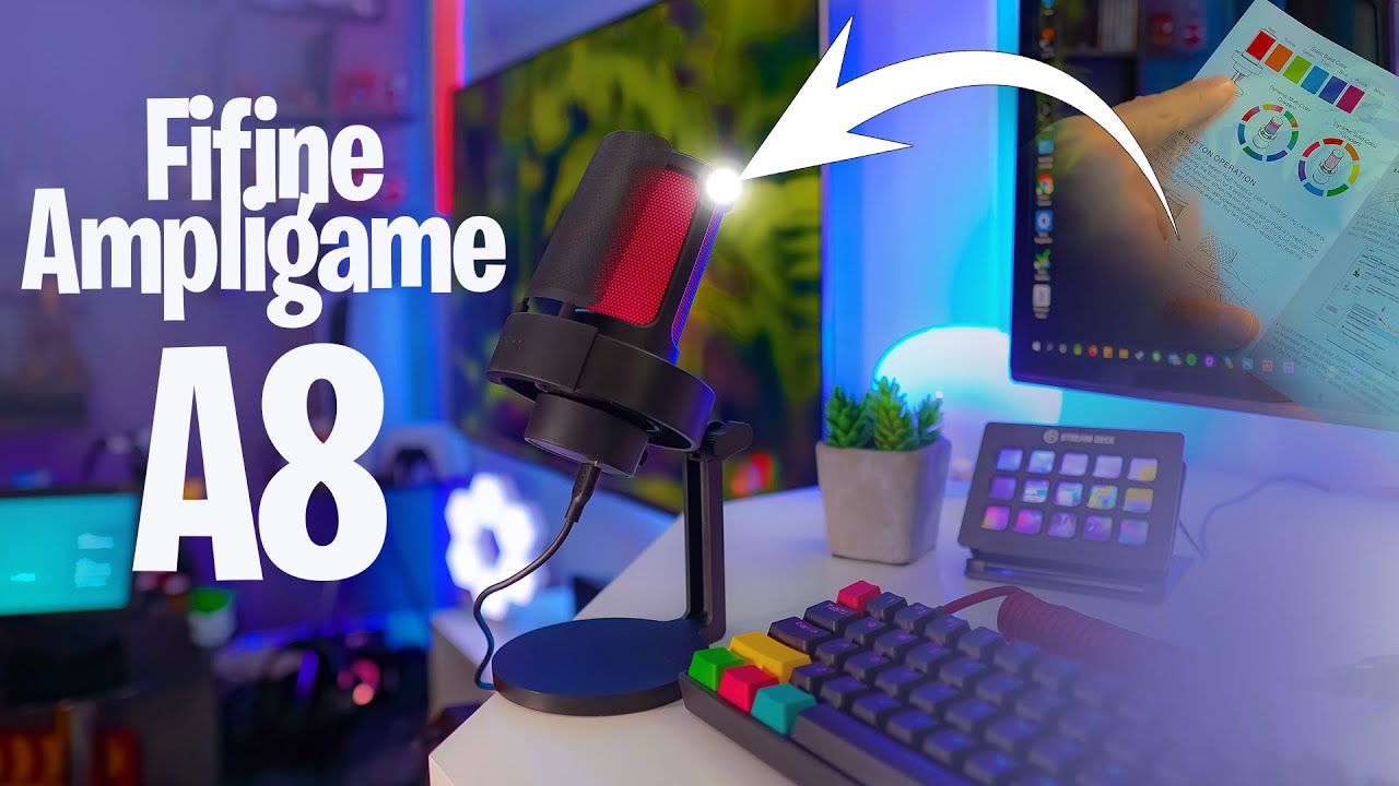Melhor Microfone Barato - Pra live, podcast, game... Fifine Ampligame A8 USB RGB