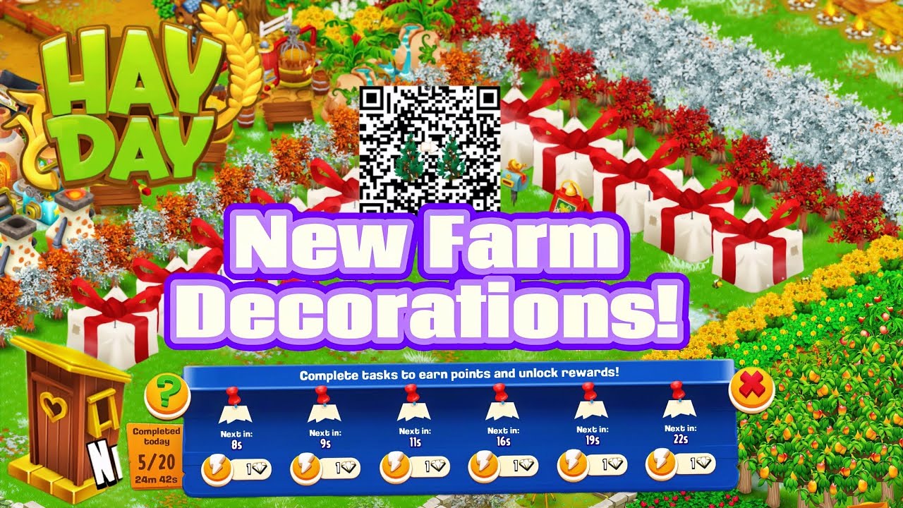 Hay Day: Winter ❄️ Farm Decorations & Task Event | Machines Unlocked 🎁 | Old QR Code Small Spruce 🌲