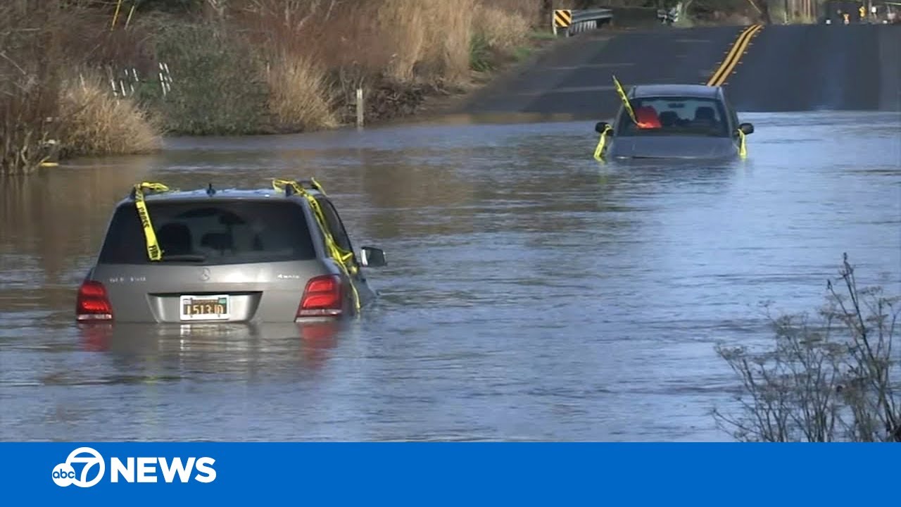 Cars submerged in North Bay floodwaters after California storm