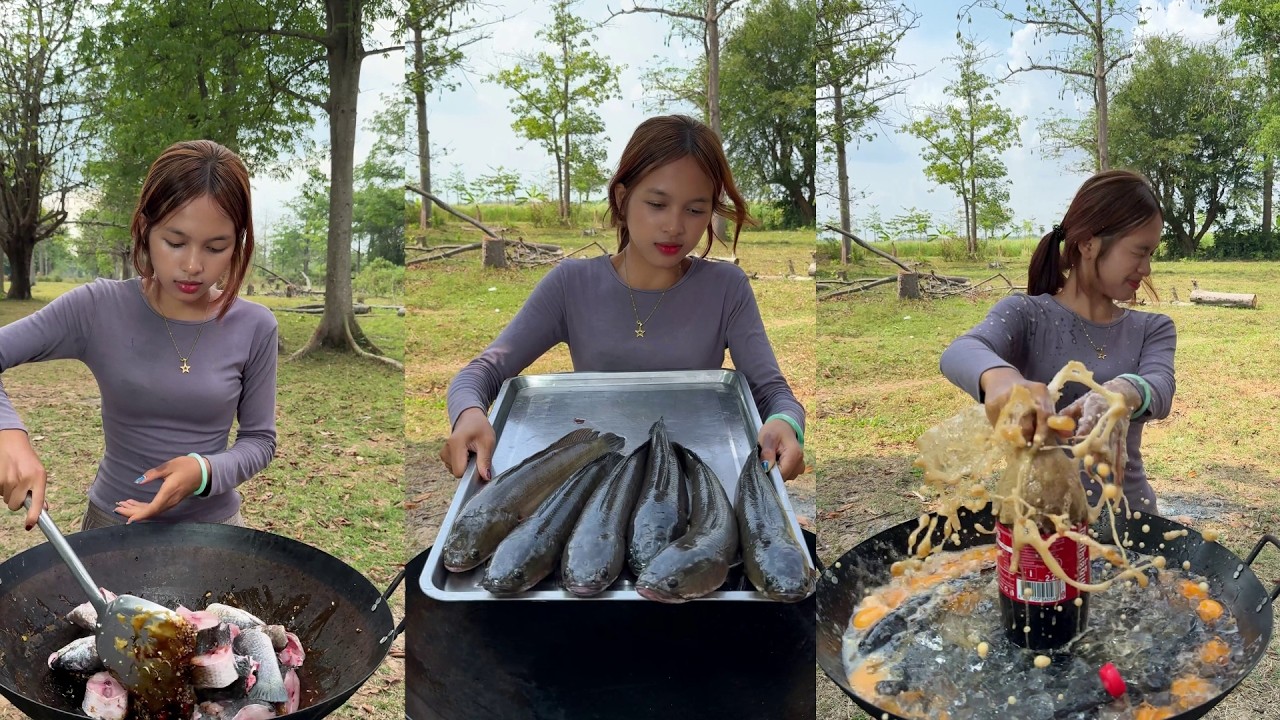 Amazing cooking yummy wash fish with egg and coca cola for braised recipe