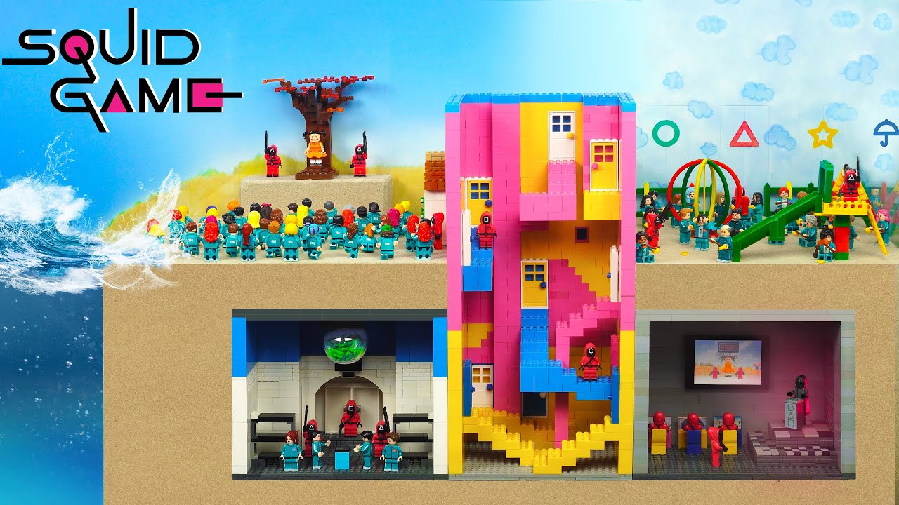 LEGO Squid Game 2 VS Tsunami Dam Breach Experiment - Lego Flood Disasters