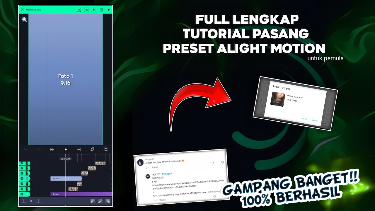 FULL LENGKAP Cara Pasang Preset Alight Motion [5MB & XML] Untuk Pemula ini GAMPANG BANGET!!🔥