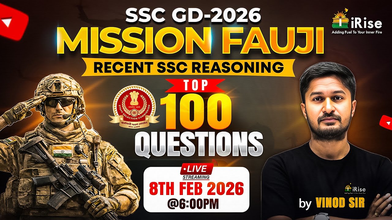 🔴LIVE@6:00PM🔴MISSION FAUJI | SSC-GD  | RECENT SSC REASONING TOP 100 QUESTIONS #sscgdconstable