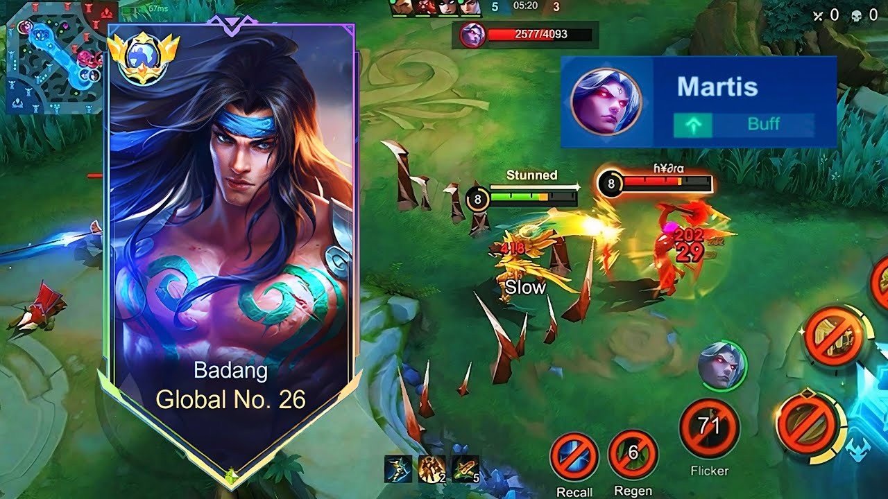 Badang vs buffed martis exp lane solo rank 💪| badang best build and emblem 2025 🔥