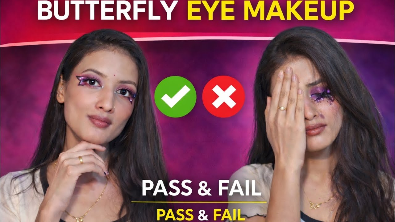Trying to recreate butterfly eyeshadow trend 😱|lets see did we pass or fail🤷‍♀️?