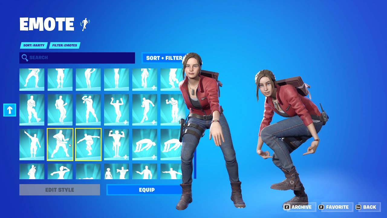 All Fortnite Tiktok Emotes and Icon Series Emotes and Dances - Claire Redfield skin Resident evil