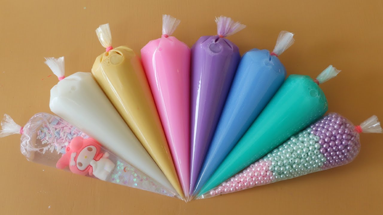 Making glossy Slime with Piping Bags! Most Satisfying Slime Video★ASMR★#ASMR #PipingBags