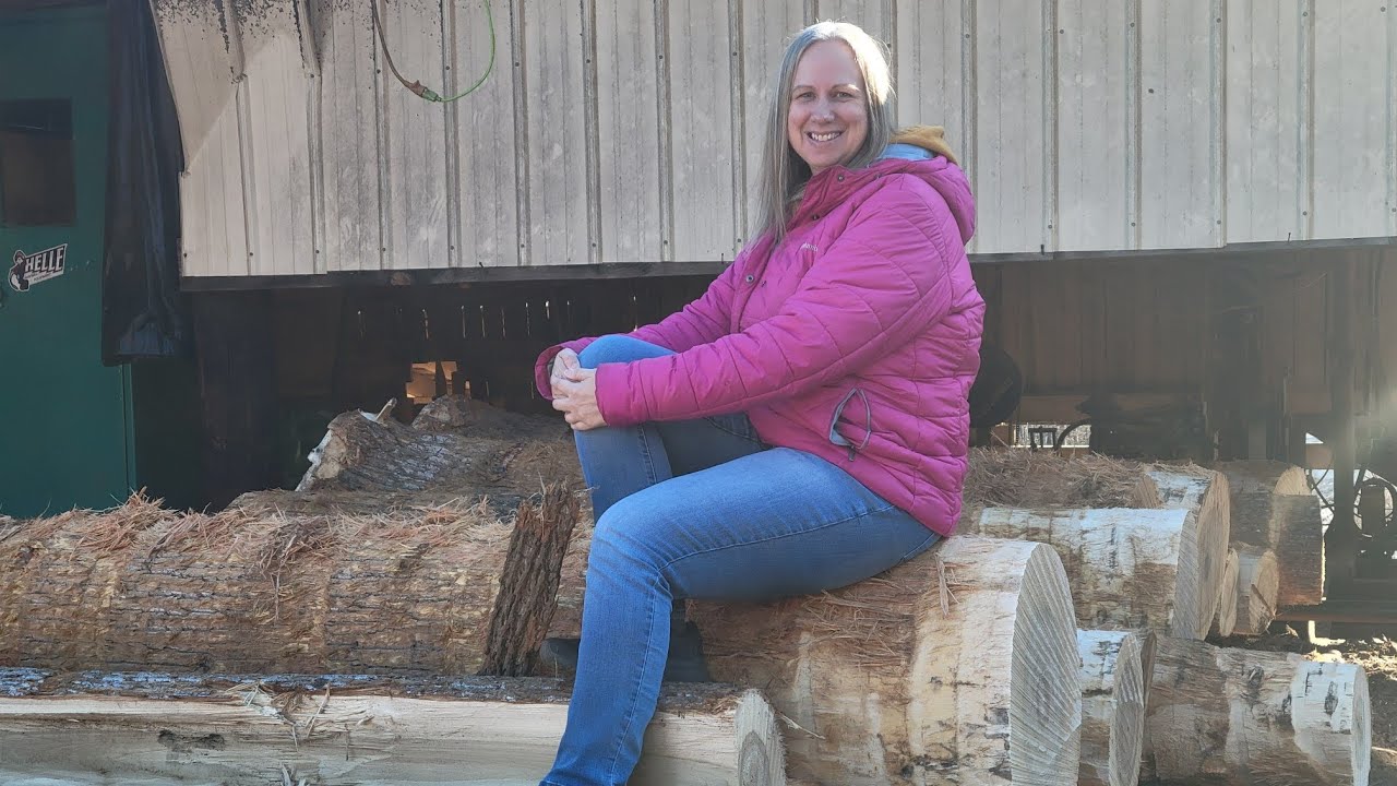 Some big poplar logs on the log deck #112