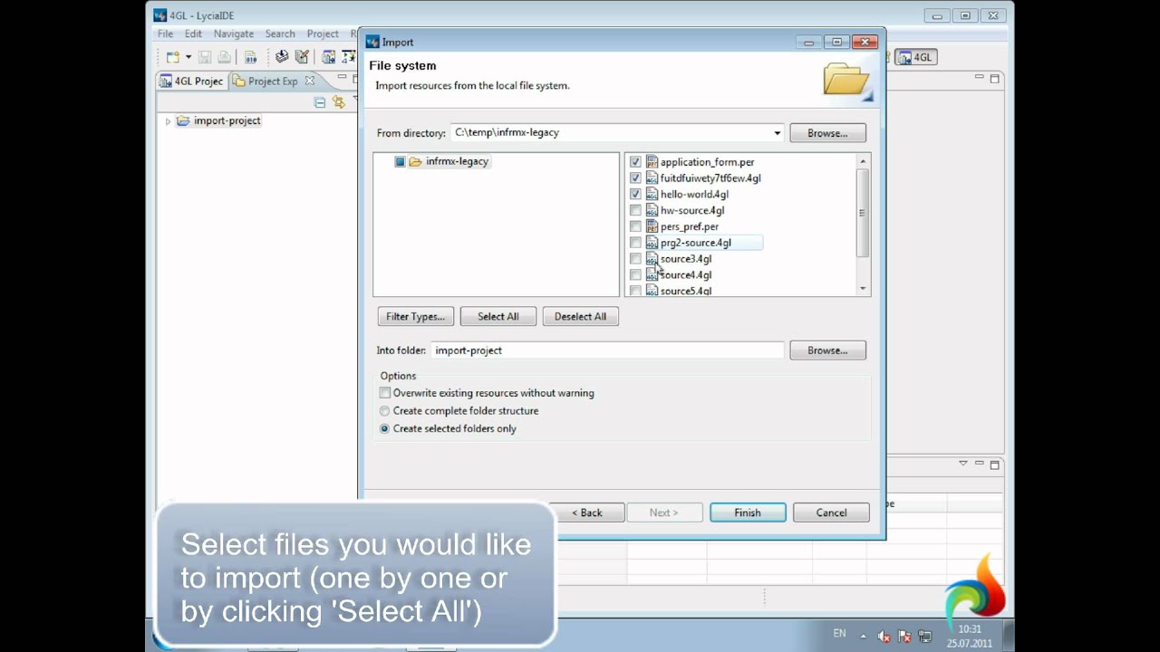 Importing a native Informix project