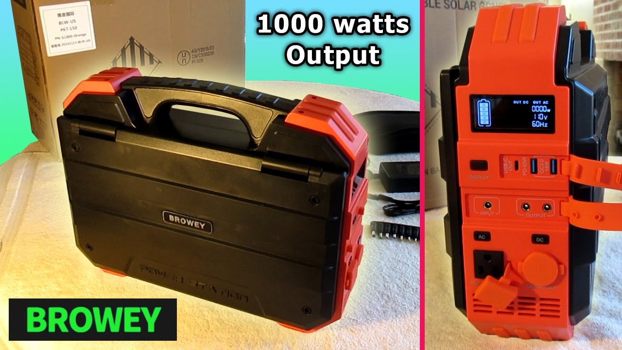 BROWEY DS-S1000 Power Station 1000 Watt Battery Generator with SOLAR PANEL
