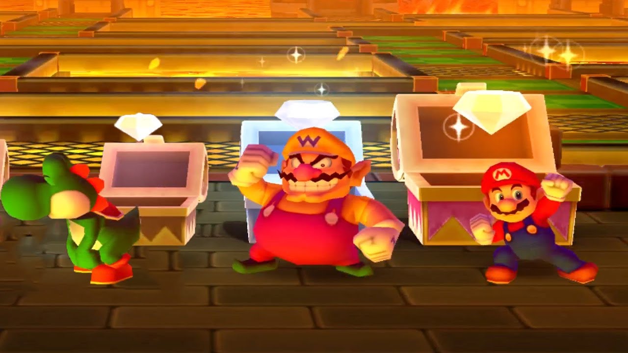 Mario Party Star Rush - All Funny Minigames #9 - Yoshi vs Waluigi vs Wario vs Mario