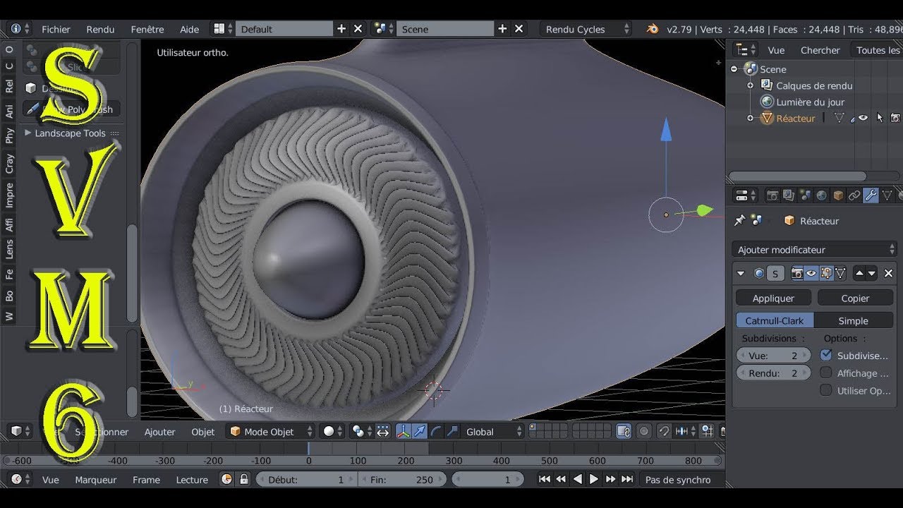 Modéliser des Avions Blender 3d tutoriel n°1 français svm6 Les réacteurs