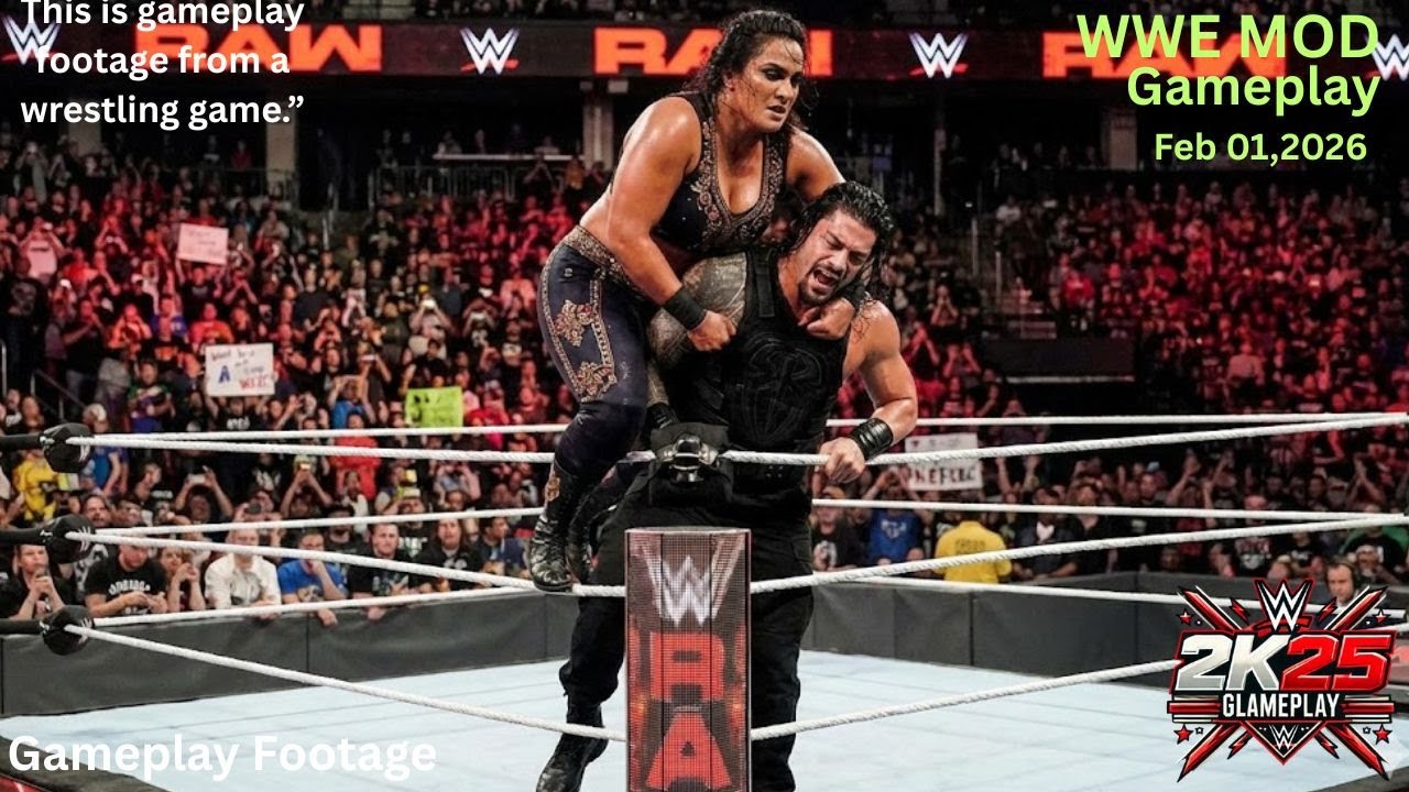 WWE 2K25 - Роман Рейнс против индийской дивы | Геймплей межгендерного матча | 1 февраля 2026 г.
