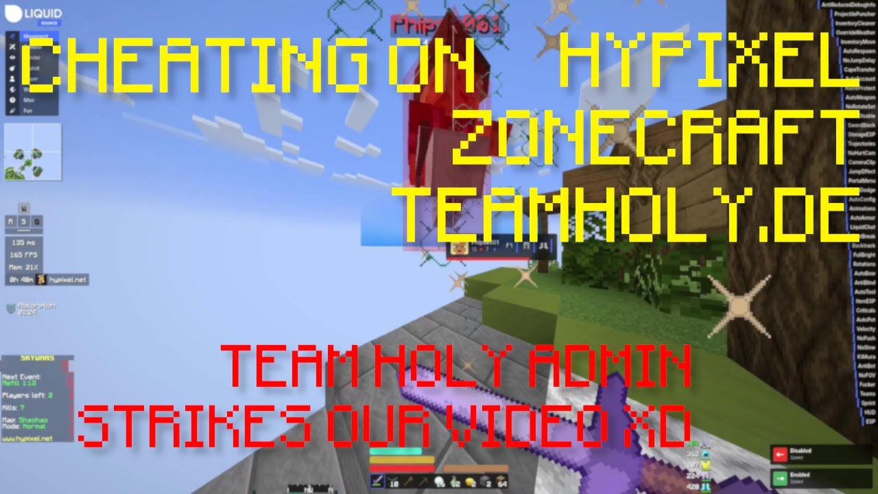 Cheating on HYPIXEL, ZONECRAFT and TEAMHOLY.DE w/ Lunar Client feat. #liquidbounce