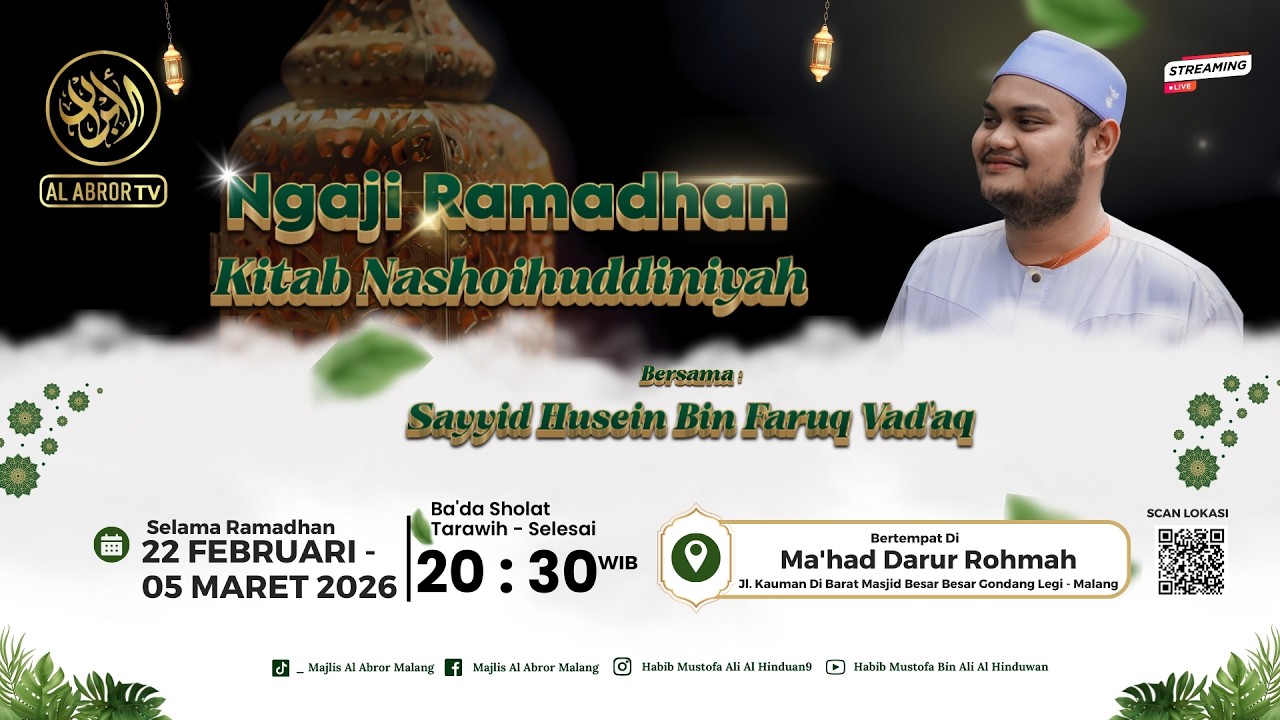 🔴LIVE |NGAJI RAMADHAN | BERSAMA: HABIB HUSEIN BIN FAROQ VAD'AQ