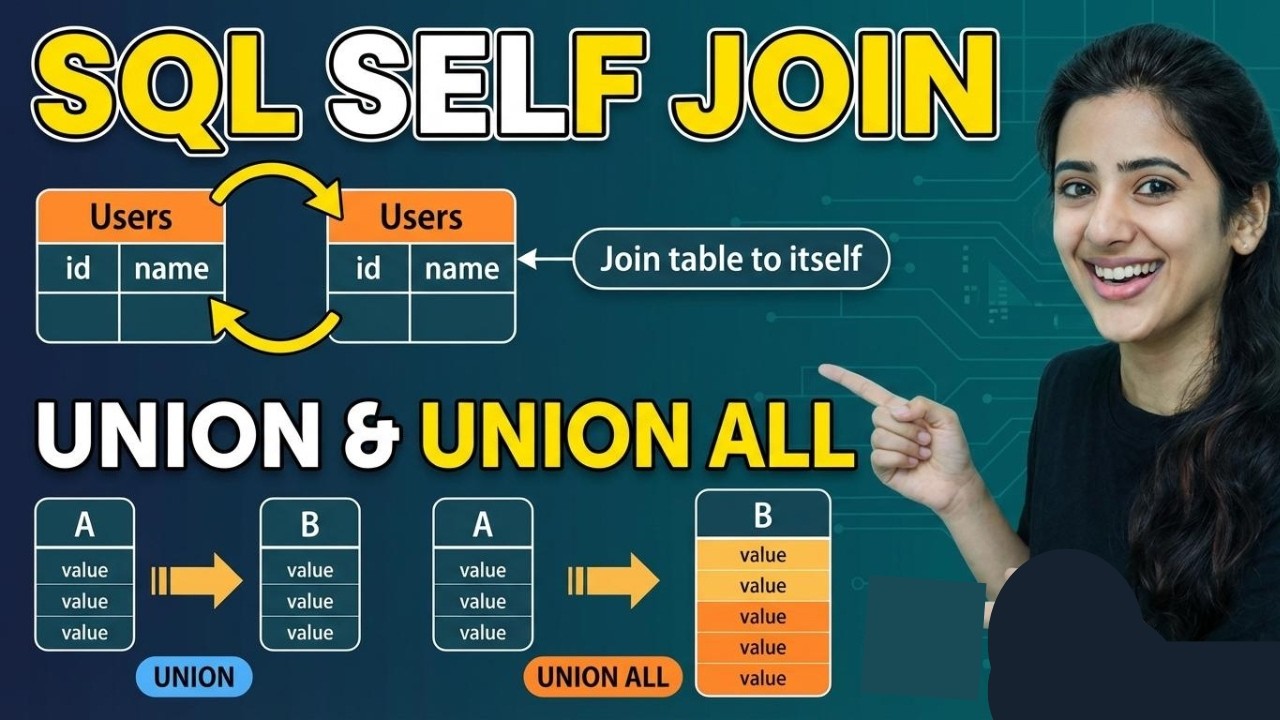 SQL Self Join + UNION vs UNION ALL Explained | SQL Interview Questions with Examples
