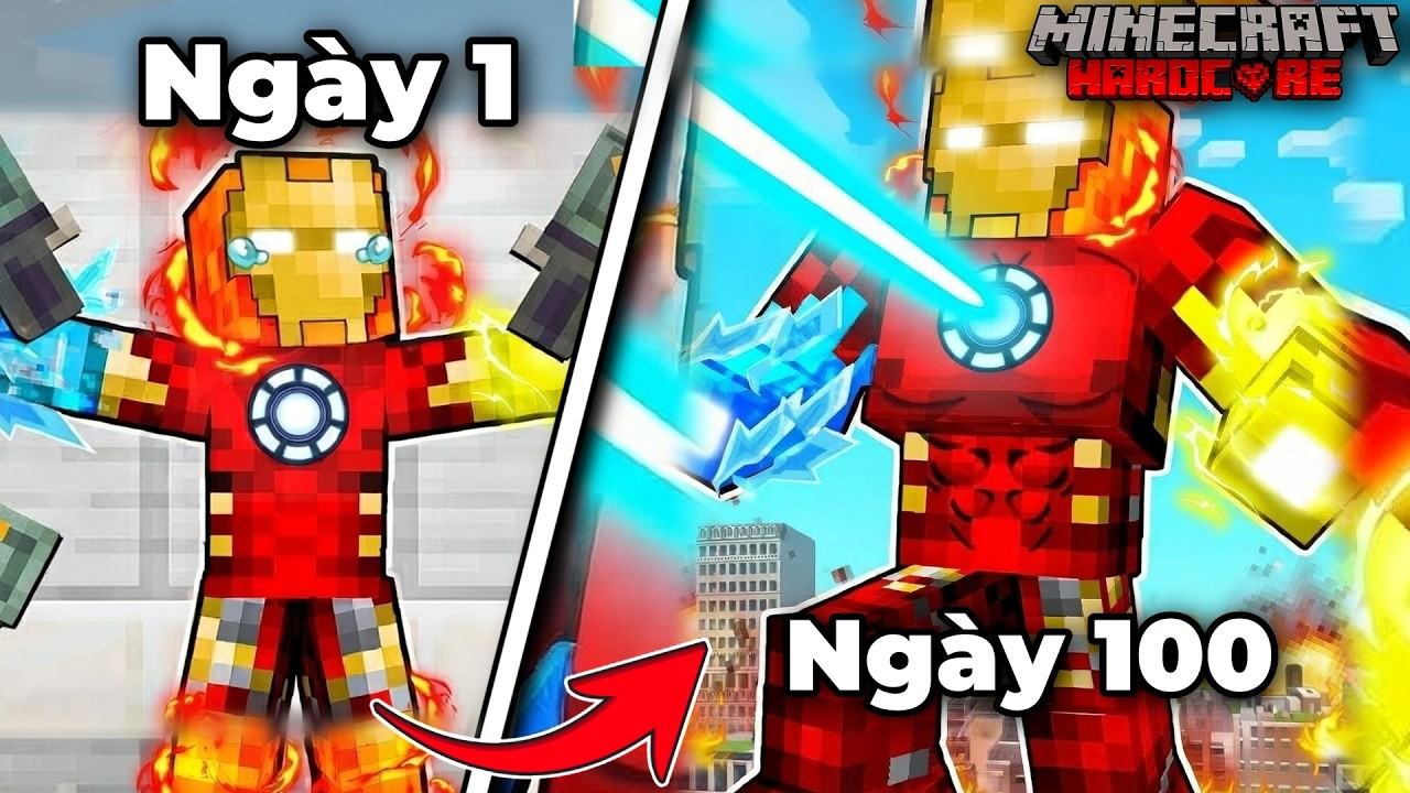 Tôi Đã Sinh Tồn 100 Ngày Với Tư Cách Là IRON MAN NGUYÊN TỐ Trong HARDCORE Minecraft