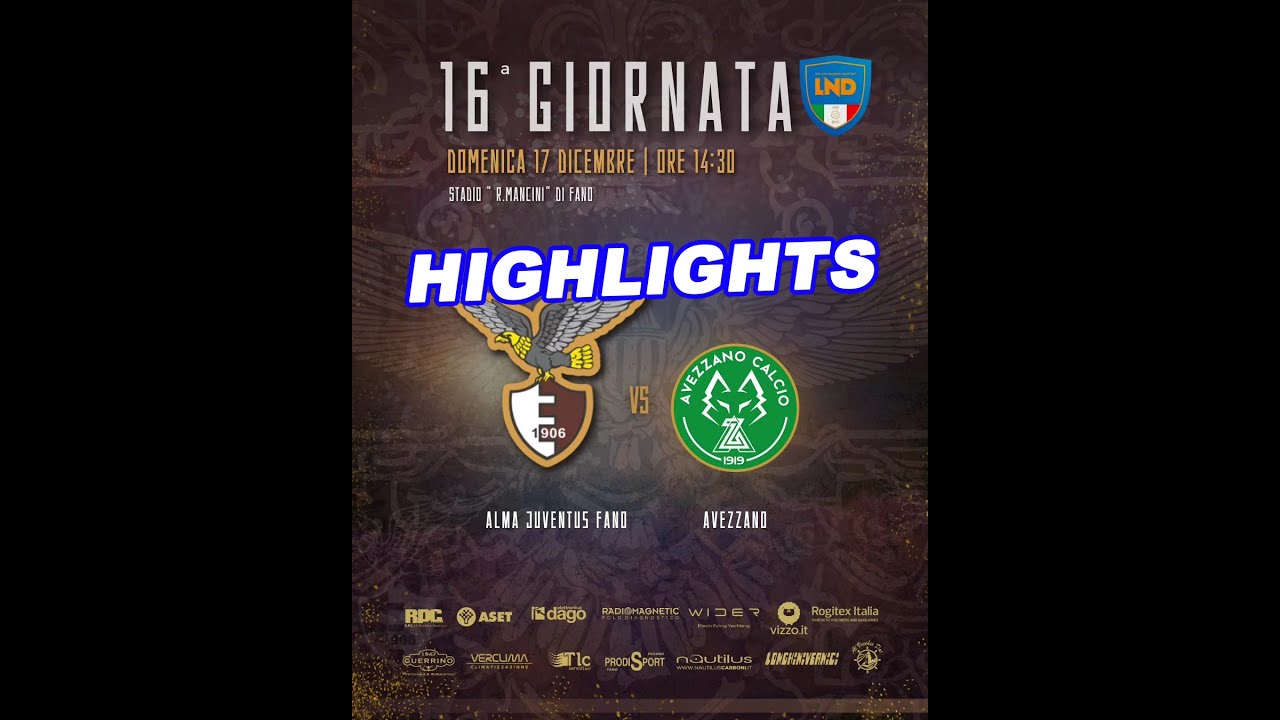 Alma Juventus Fano - Avezzano Calcio 1919: 3-1 - Highlights - 16a serie D girone F - 17-12-2023
