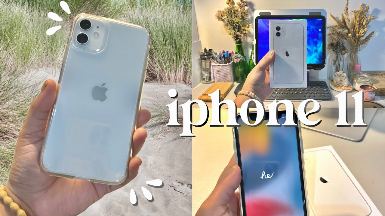   iphone 11 unboxing (white, 64gb) 🤍